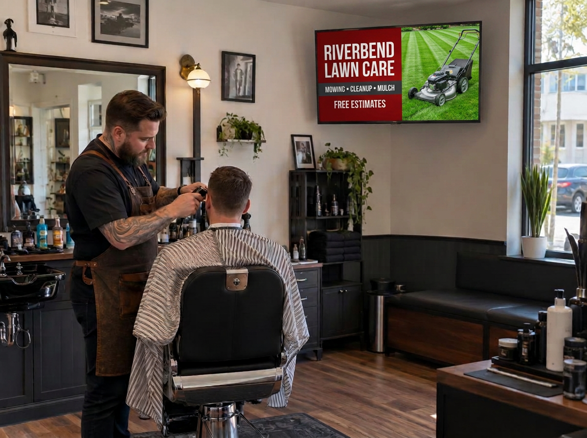 Hitlist Media ad screen in a salons and waiting rooms